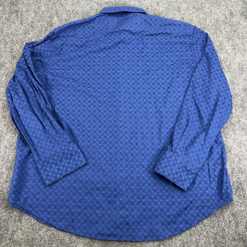 Robert Graham Shirt Men's 4XL Blue Geometric Classic Fit Flip Cuff Button Up